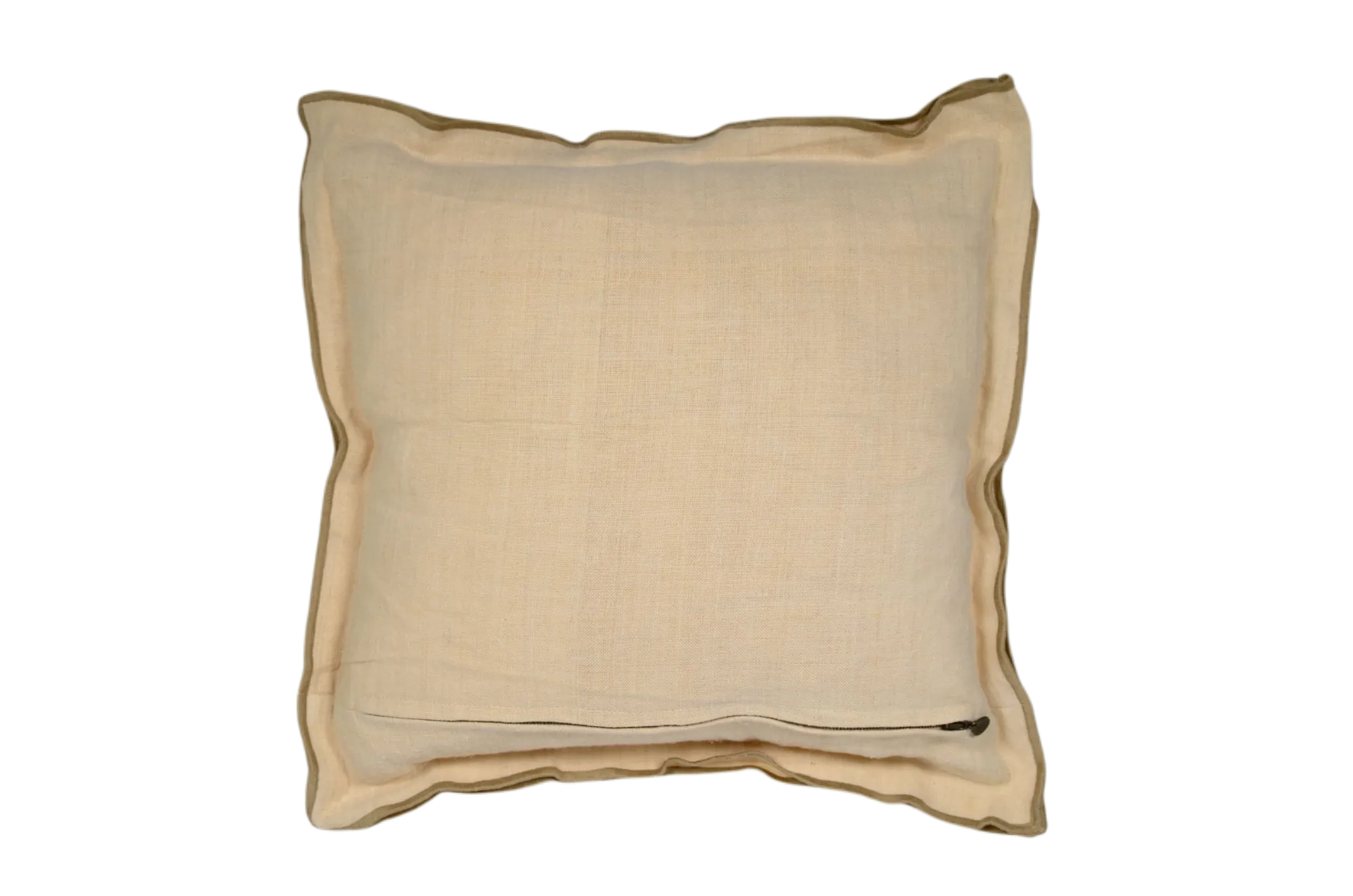 Pillow: Antique handwoven decorative pillow with Taupe trim- P466