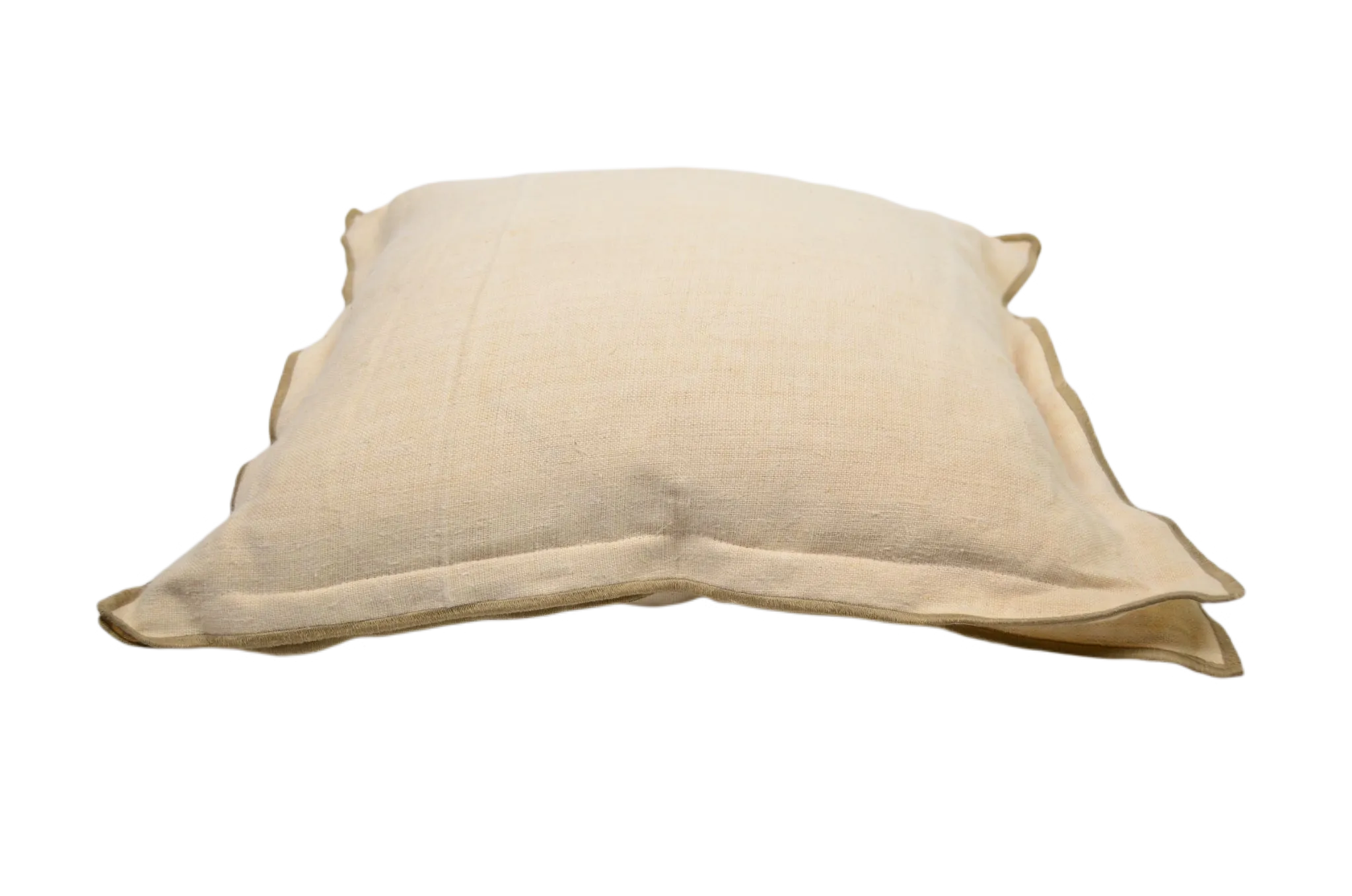 Pillow: Antique handwoven decorative pillow with Taupe trim- P466