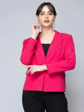 Pink Cotton Single Breasted Blazer: Casual Elegance Refined