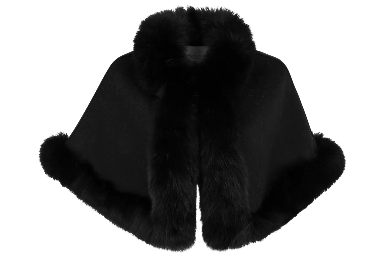 Pinto Ranch Cashmere & Fox Fur Stole - Black