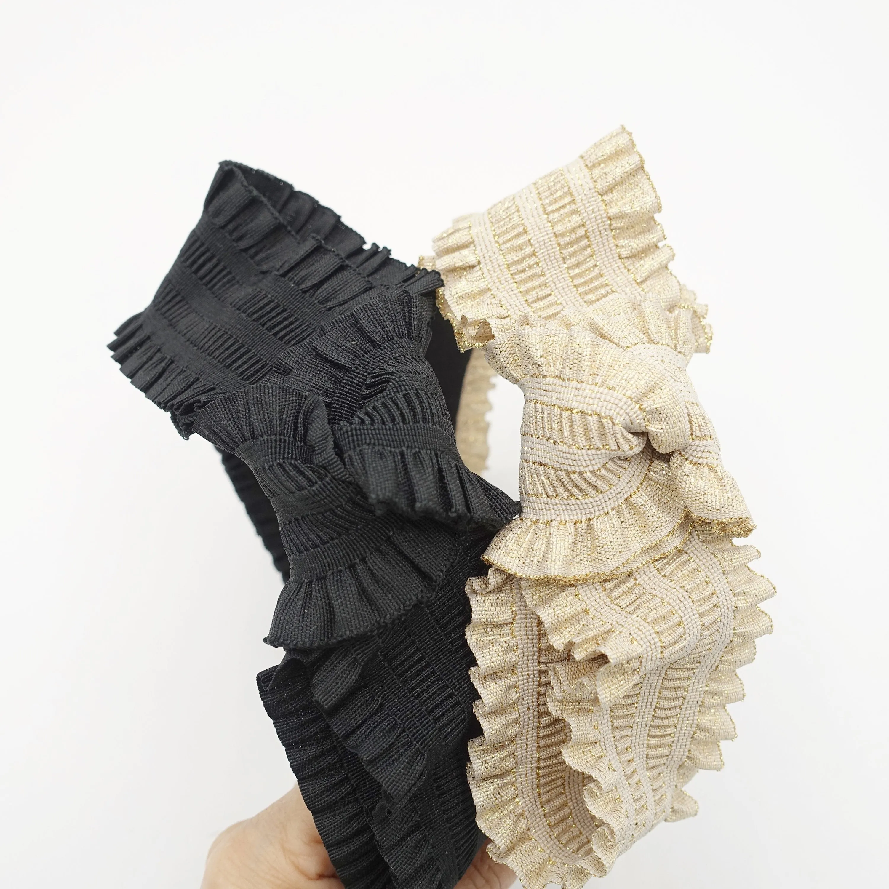 pleated trim bow knot headband