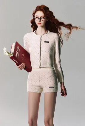 Polka Dot Knit Cardigan/Short