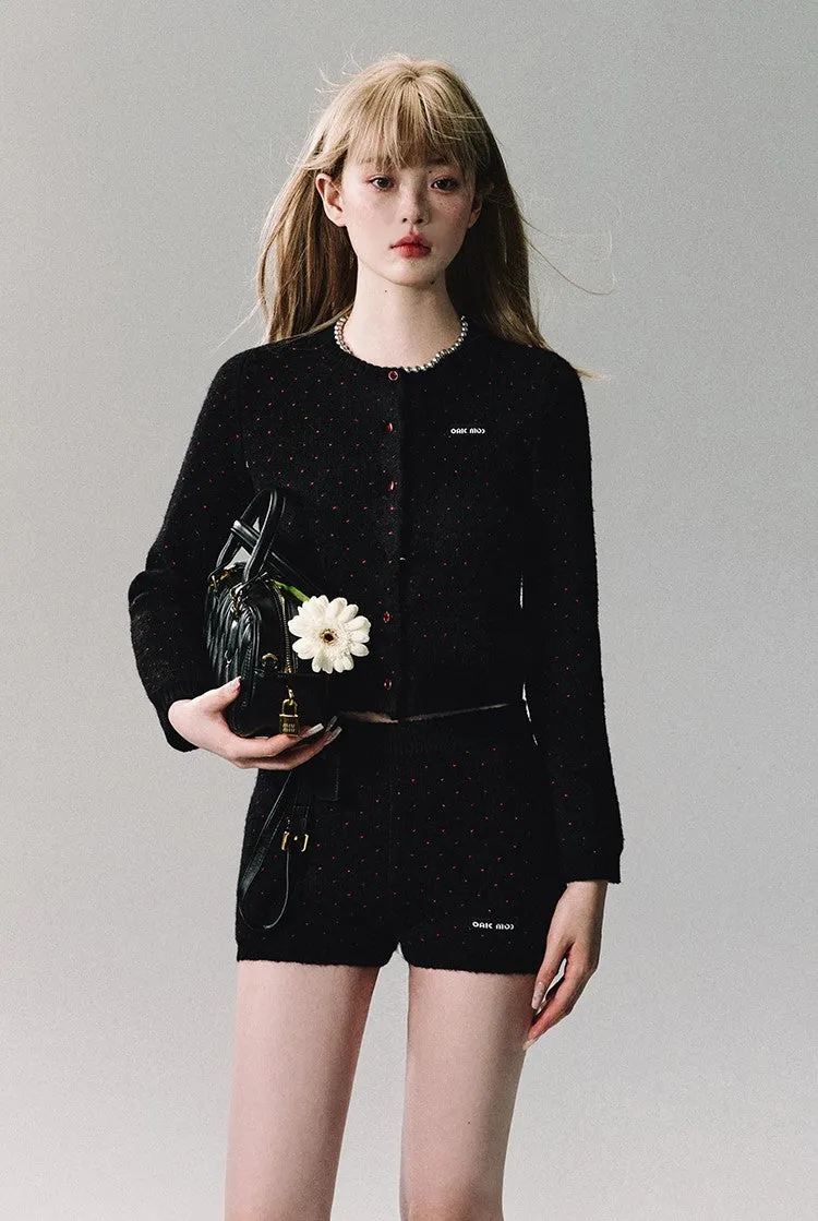 Polka Dot Knit Cardigan/Short