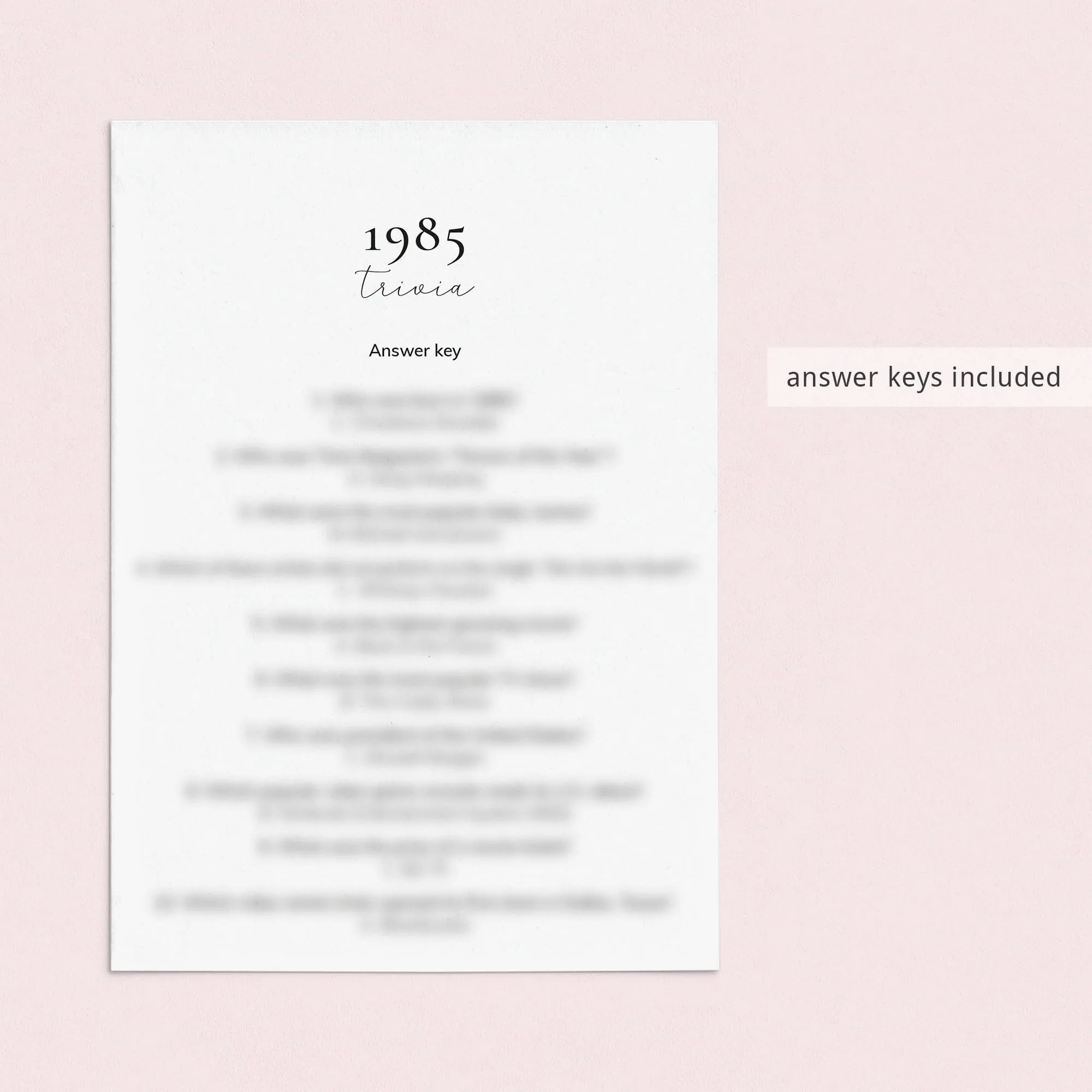 Printable 40th Birthday Games for Her Born in 1985