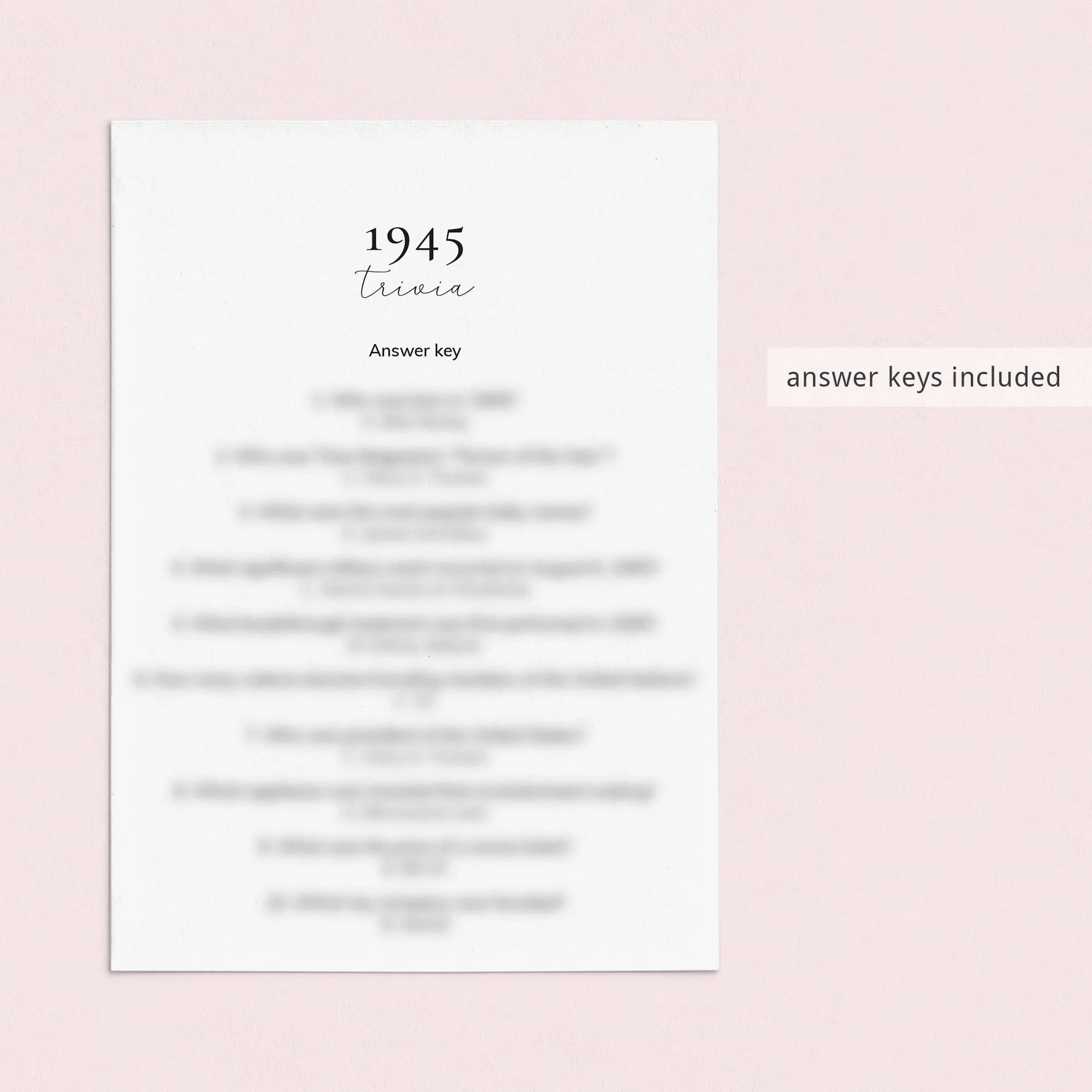 Printable 80th Birthday Games for Her Born in 1945