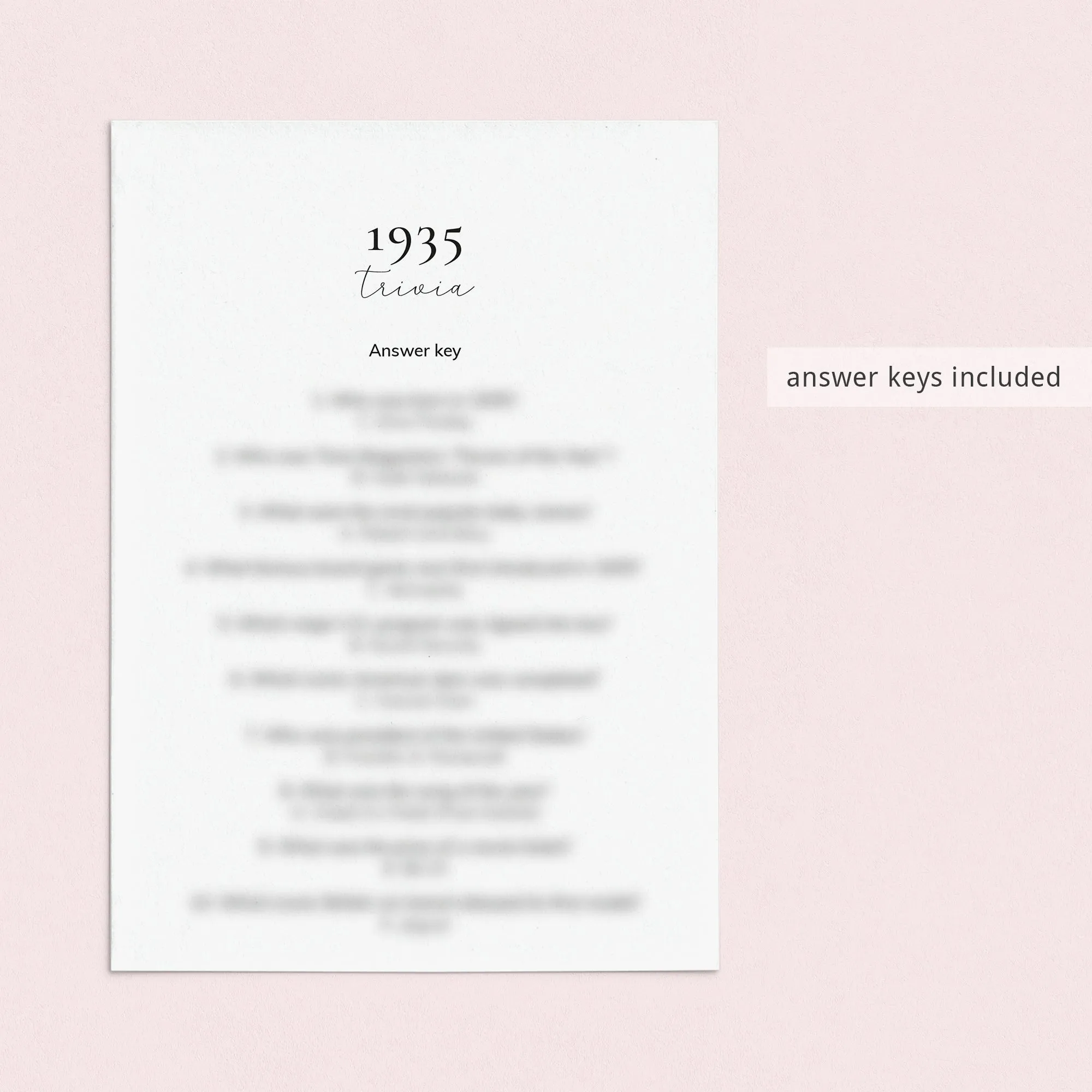 Printable 90th Birthday Games for Her Born in 1935