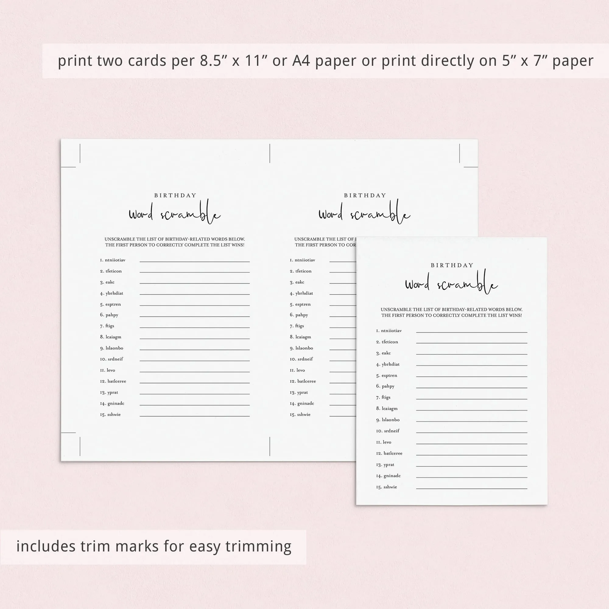 Printable Birthday Game Bundle for Her