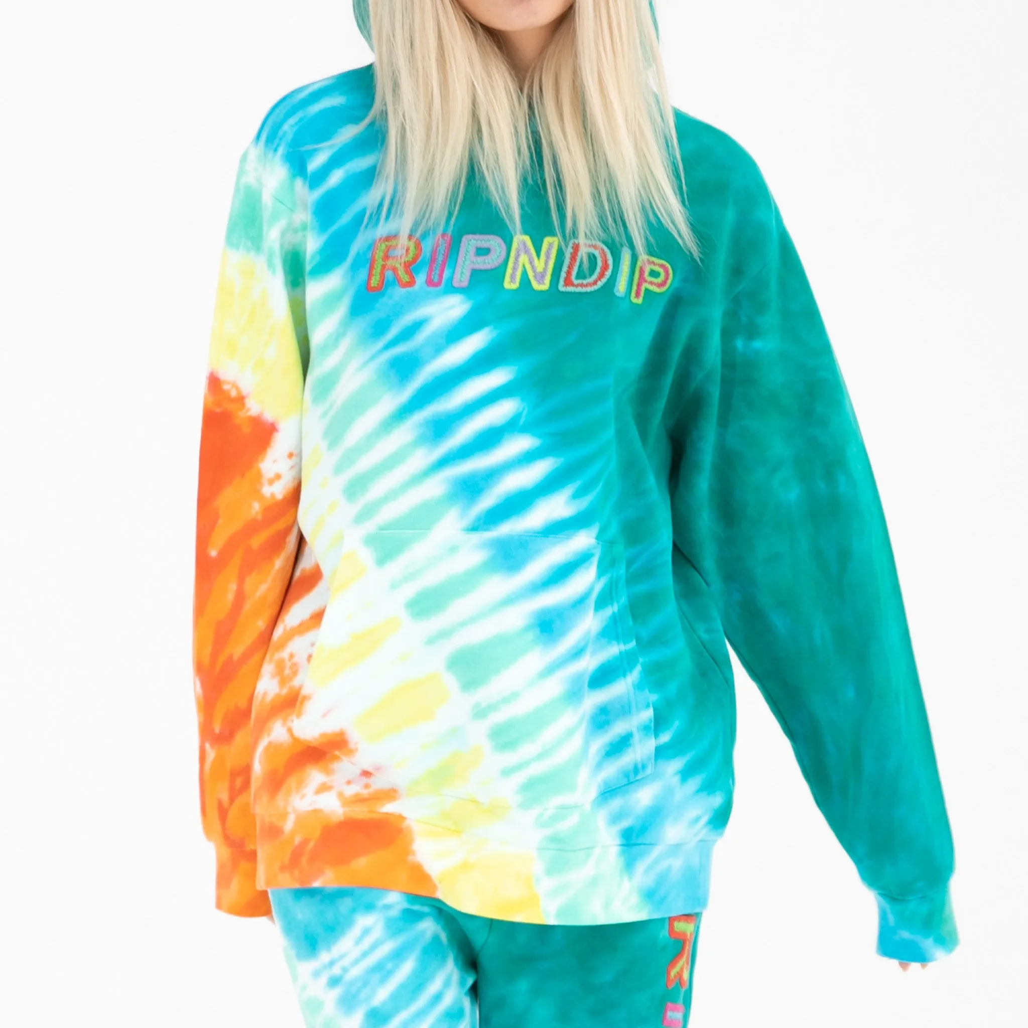 Prisma Hoodie (Teal Rainbow Dye)