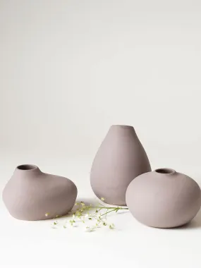 PUREZENTO Shimizu Family Vases for Decor, White Vase Decor, Modern Vases for Home Decor, Ceramic Vase Set of 3 for Room Decor-Pink