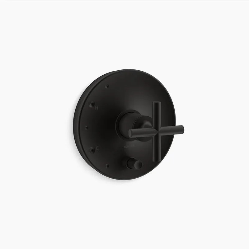 Purist Cross Handle Valve Trim in Matte Black