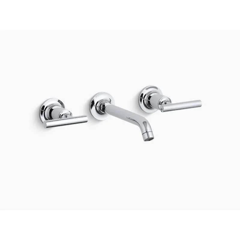 Purist Two-Handle Widespread Wall Mount Bathroom Faucet in Polished Chrome
