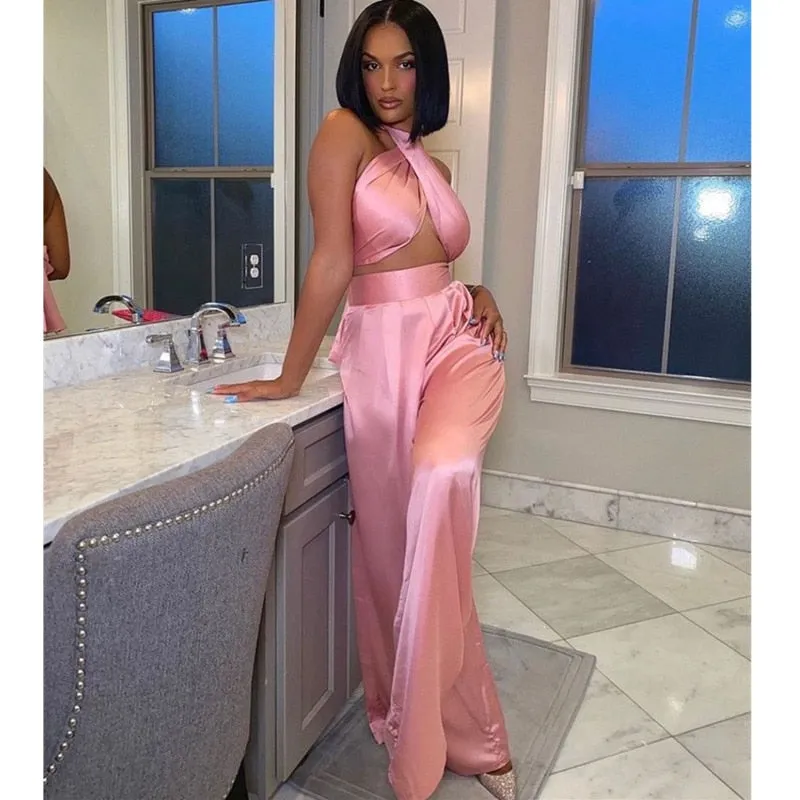 Purpdrank - Sexy Bodycon Rompers Womens Jumpsuit Workout Active Wear Sleeveless Summer Satin Jumpsuits Skinny Fashion