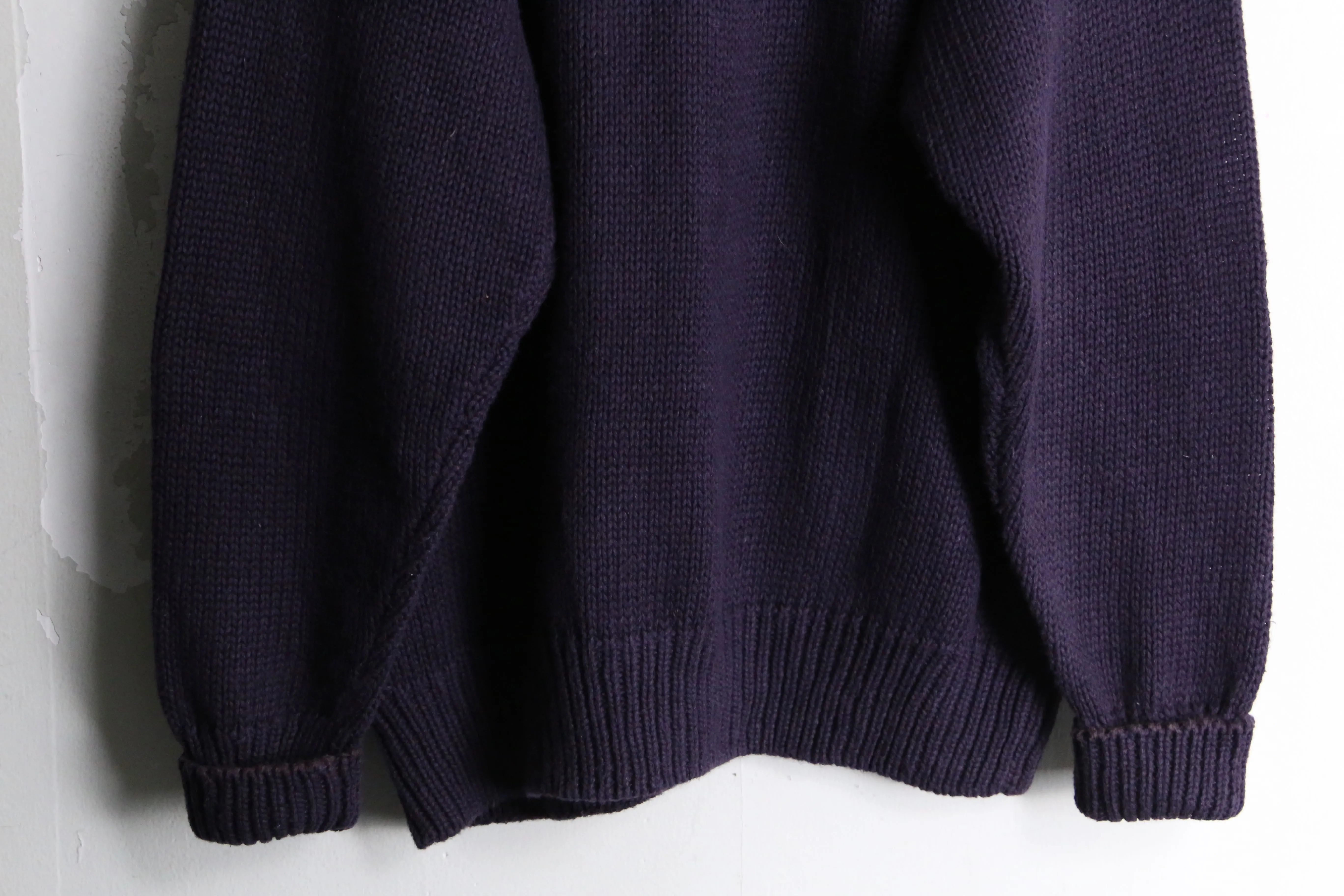 purple argyle check loose silhouette knit cardigan