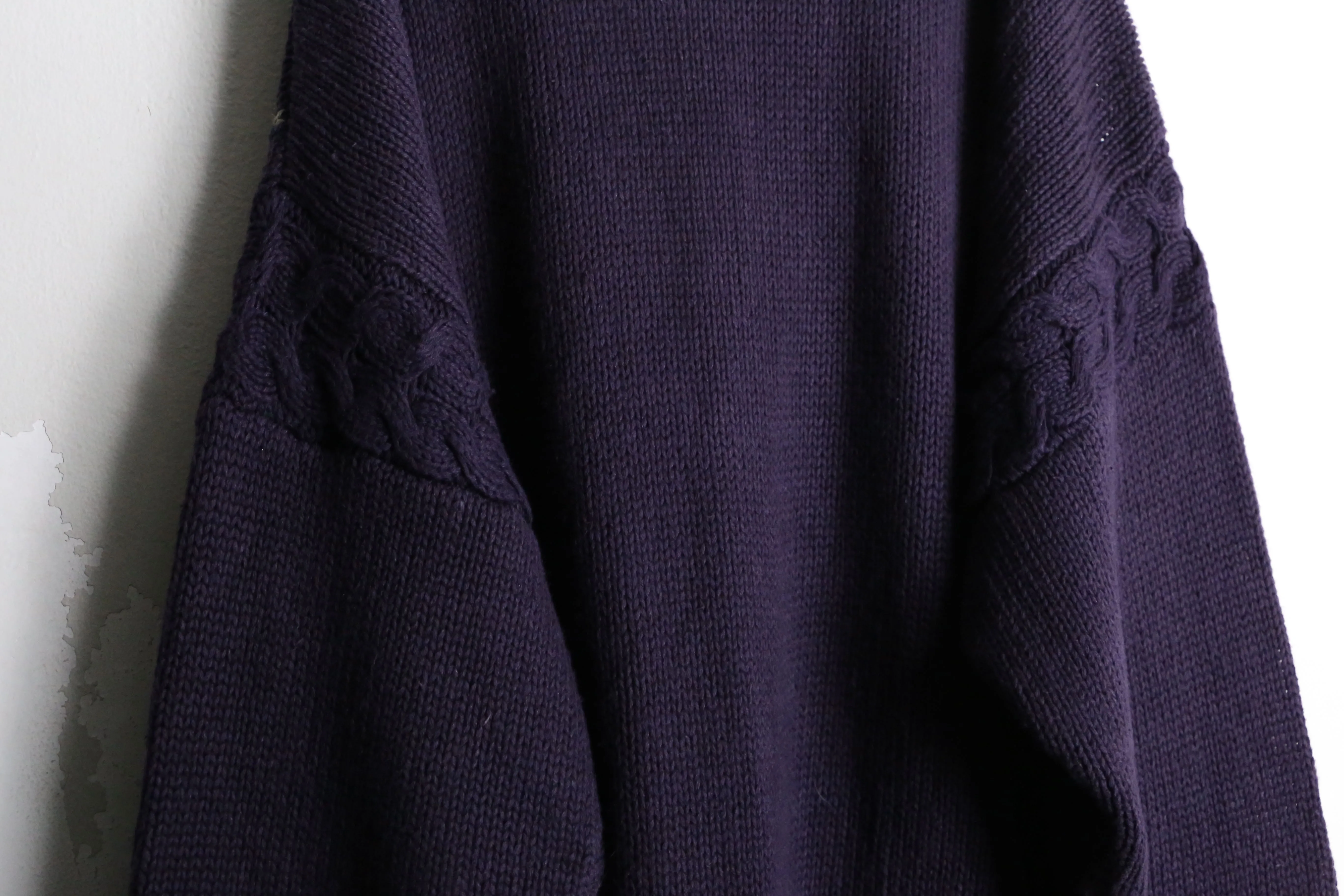 purple argyle check loose silhouette knit cardigan