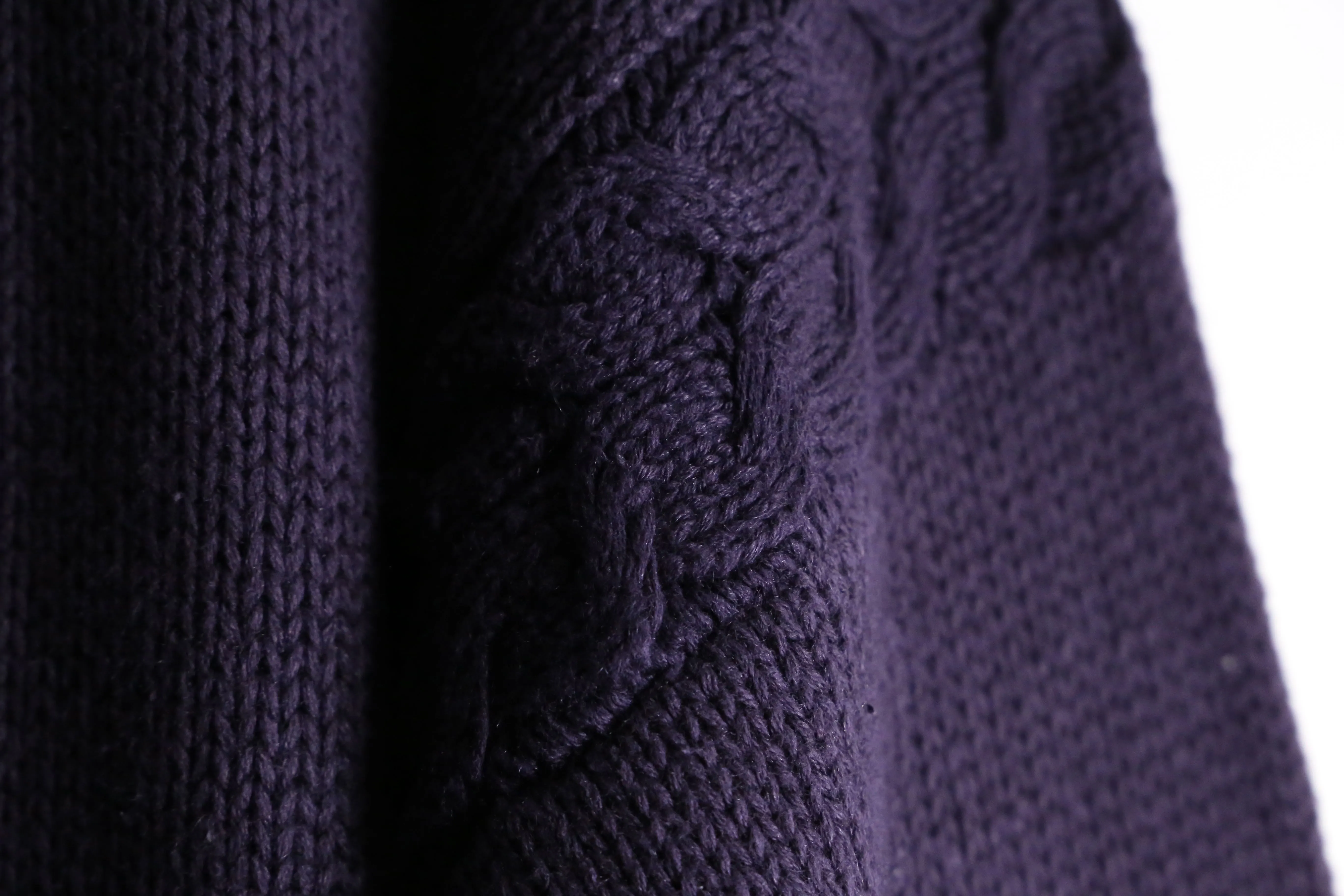 purple argyle check loose silhouette knit cardigan
