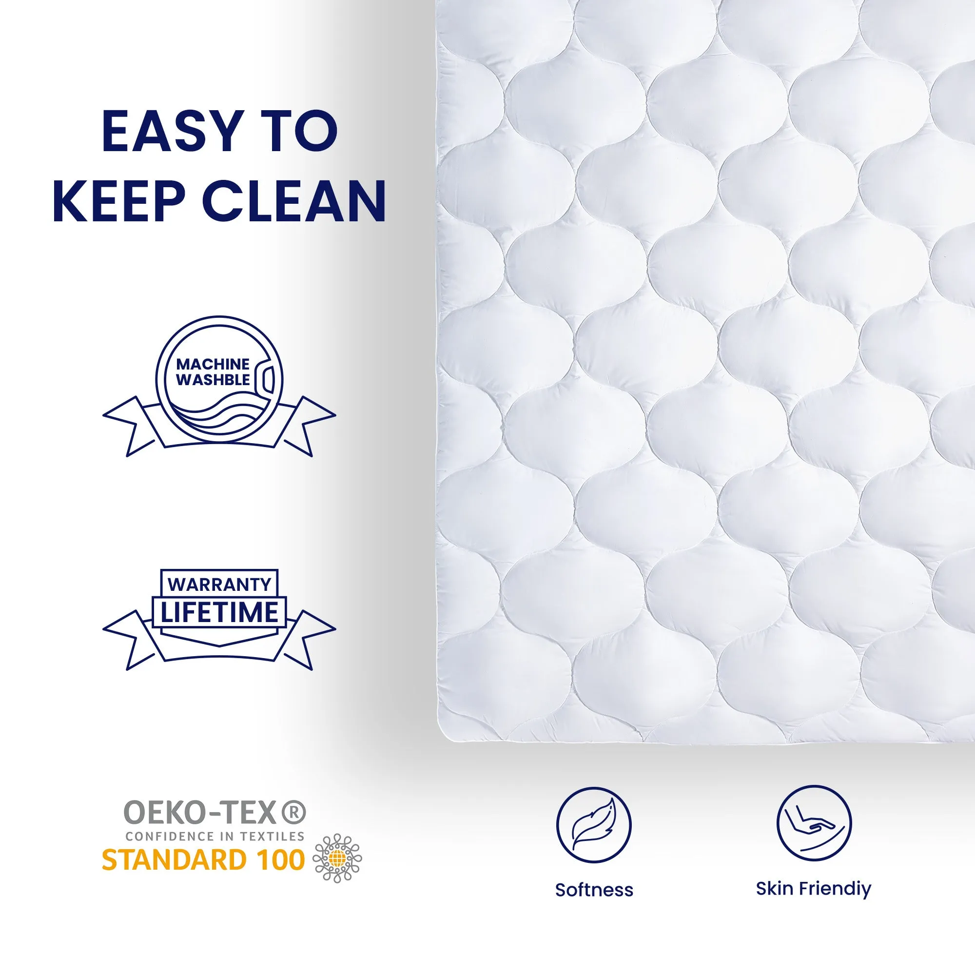 Quilted Fitted Mattress Pad-White