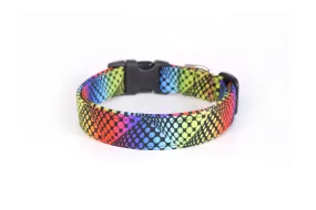 Rainbow Dots on Black Dog Collar