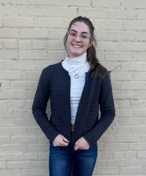Raised Round Neck Cardigan w/ Pockets