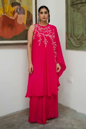 Rani Pink One-Shoulder Tunic & Palazzo Set