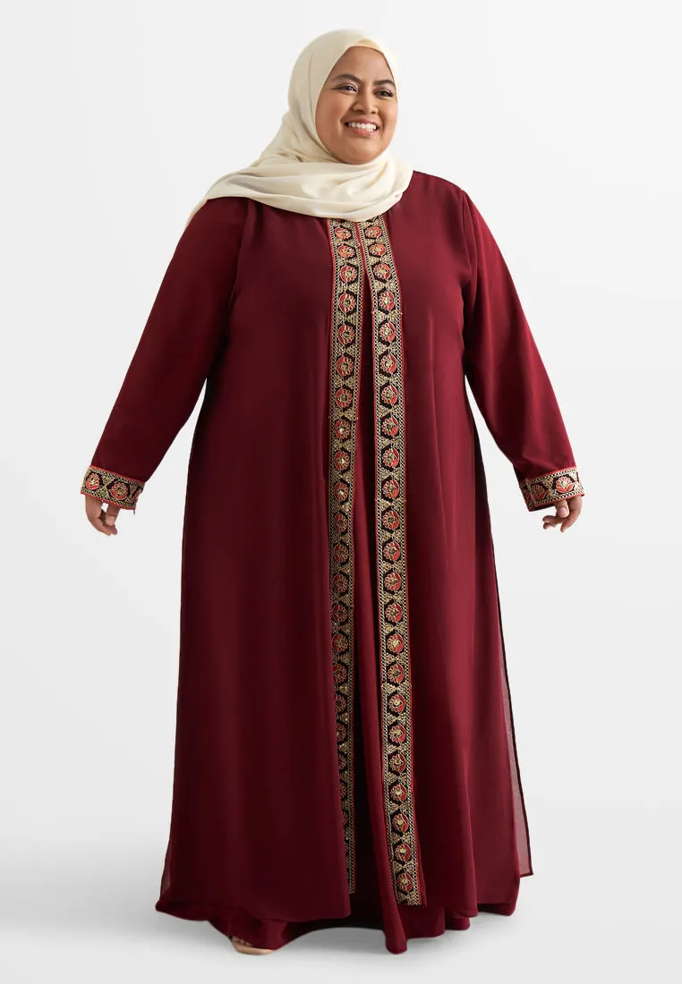 Ratu Elegant Gold Trim Abaya Jubah Dress