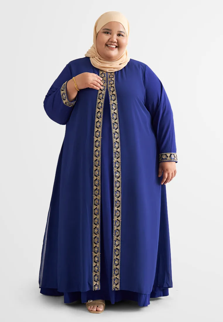 Ratu Elegant Gold Trim Abaya Jubah Dress