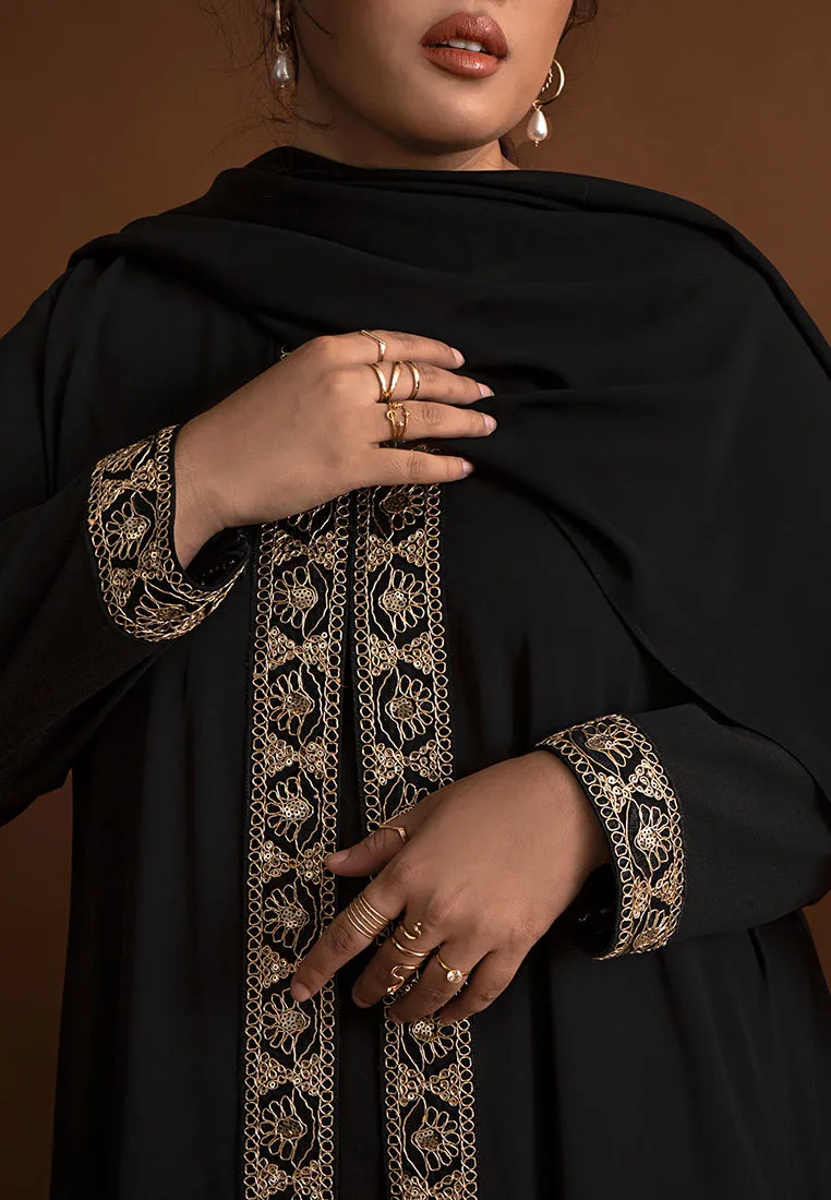 Ratu Elegant Gold Trim Abaya Jubah Dress