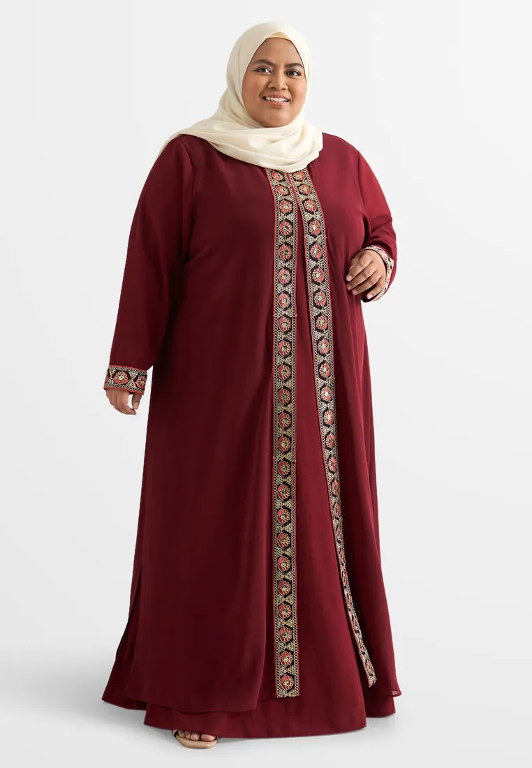 Ratu Elegant Gold Trim Abaya Jubah Dress