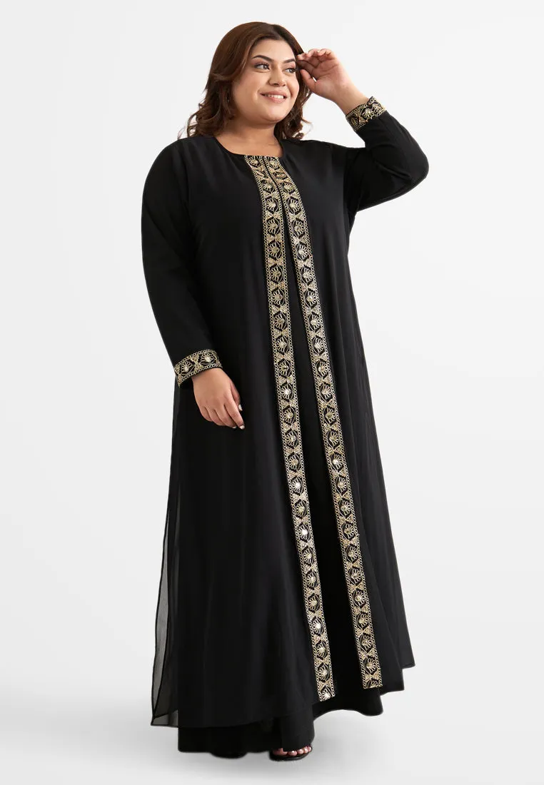 Ratu Elegant Gold Trim Abaya Jubah Dress