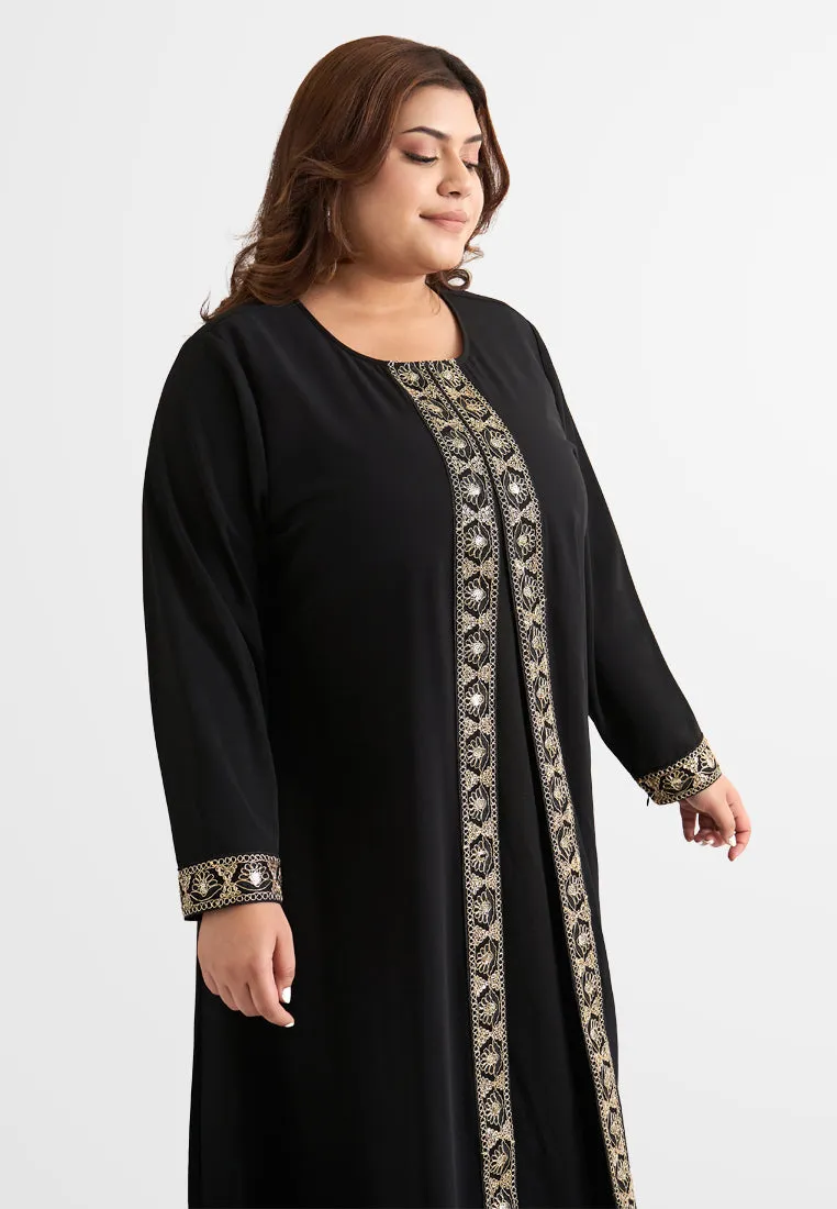 Ratu Elegant Gold Trim Abaya Jubah Dress