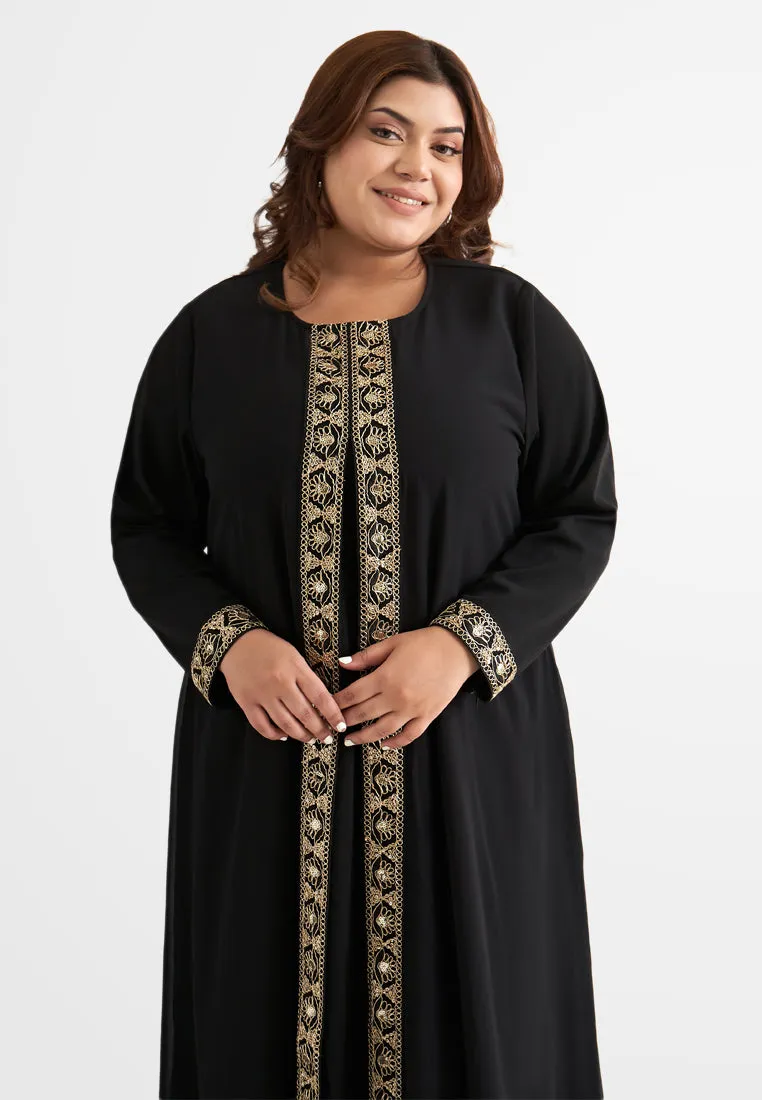 Ratu Elegant Gold Trim Abaya Jubah Dress
