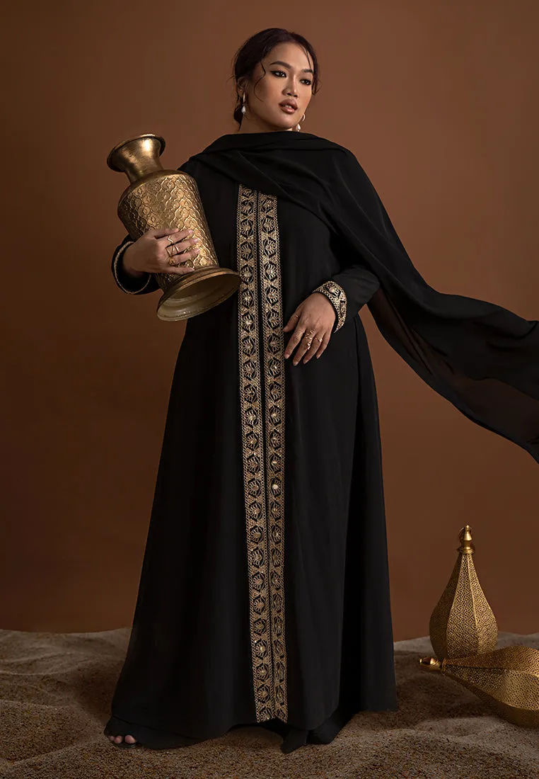 Ratu Elegant Gold Trim Abaya Jubah Dress