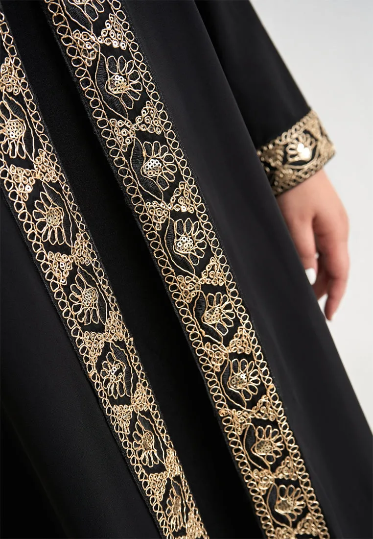 Ratu Elegant Gold Trim Abaya Jubah Dress