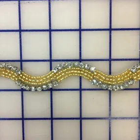 Rhinestone Trim - 1-inch Wavy Trim Gold and Crystal Close-Out