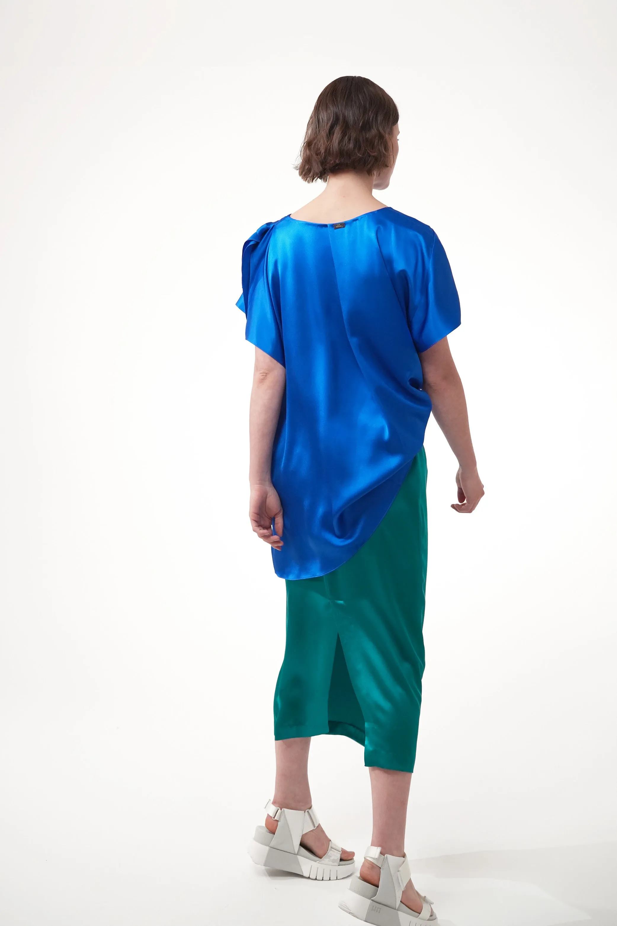RIVOLI fresh green - silk long skirt