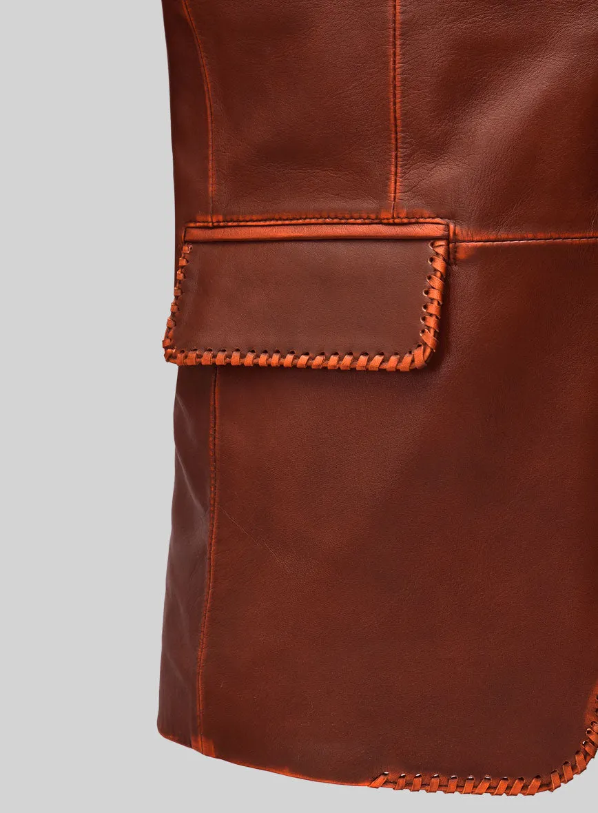 Rubbed Tan Brown Medieval Leather Blazer
