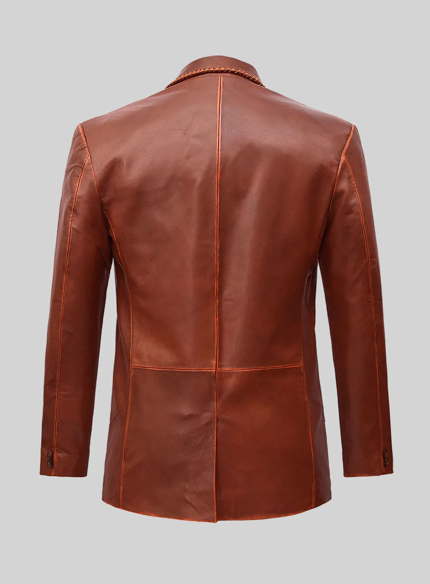 Rubbed Tan Brown Medieval Leather Blazer