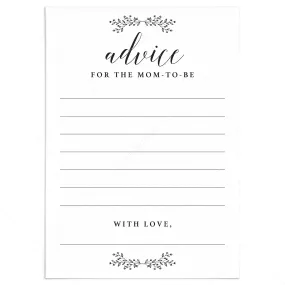 Rustic Minimalist Baby Shower Advice Cards Printable