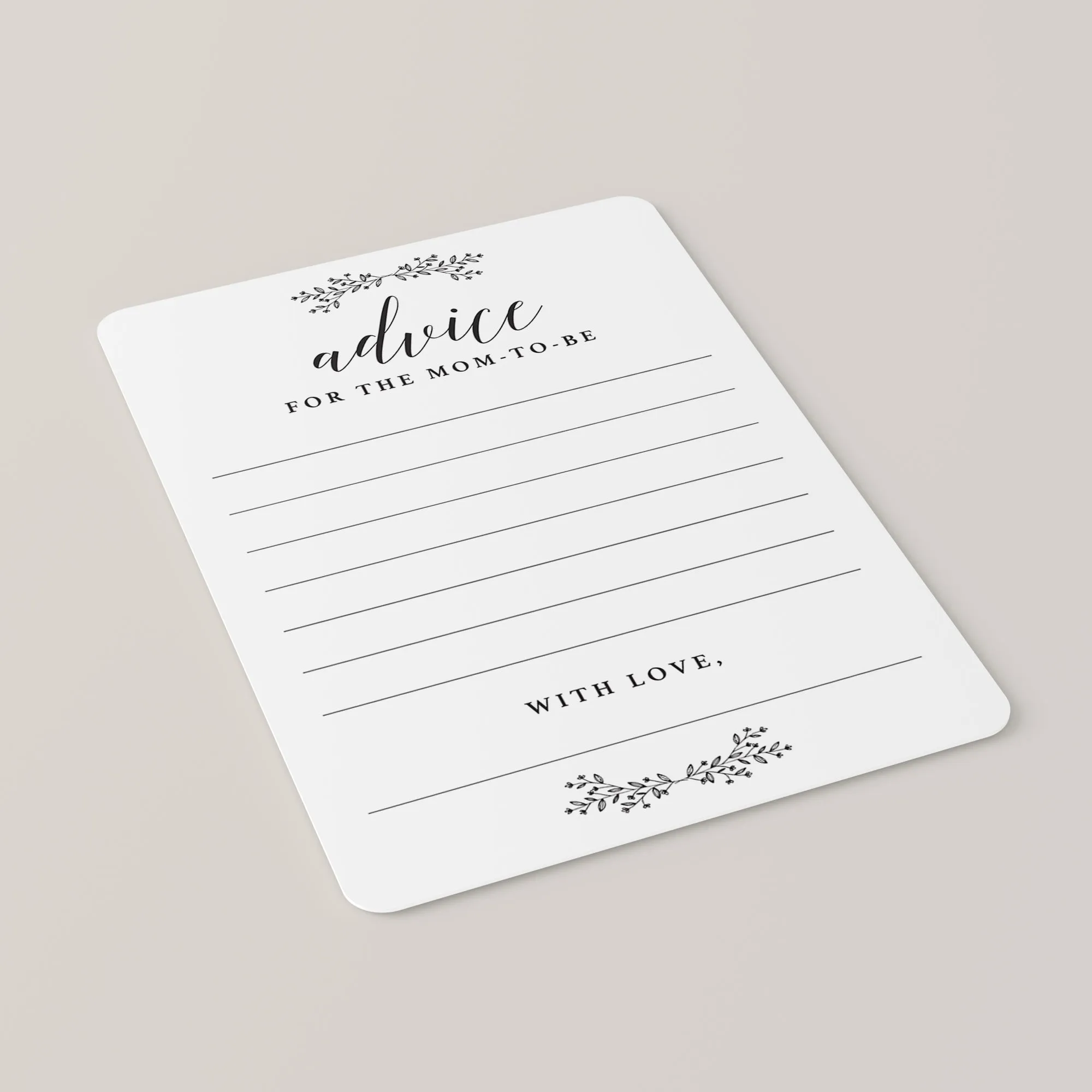Rustic Minimalist Baby Shower Advice Cards Printable