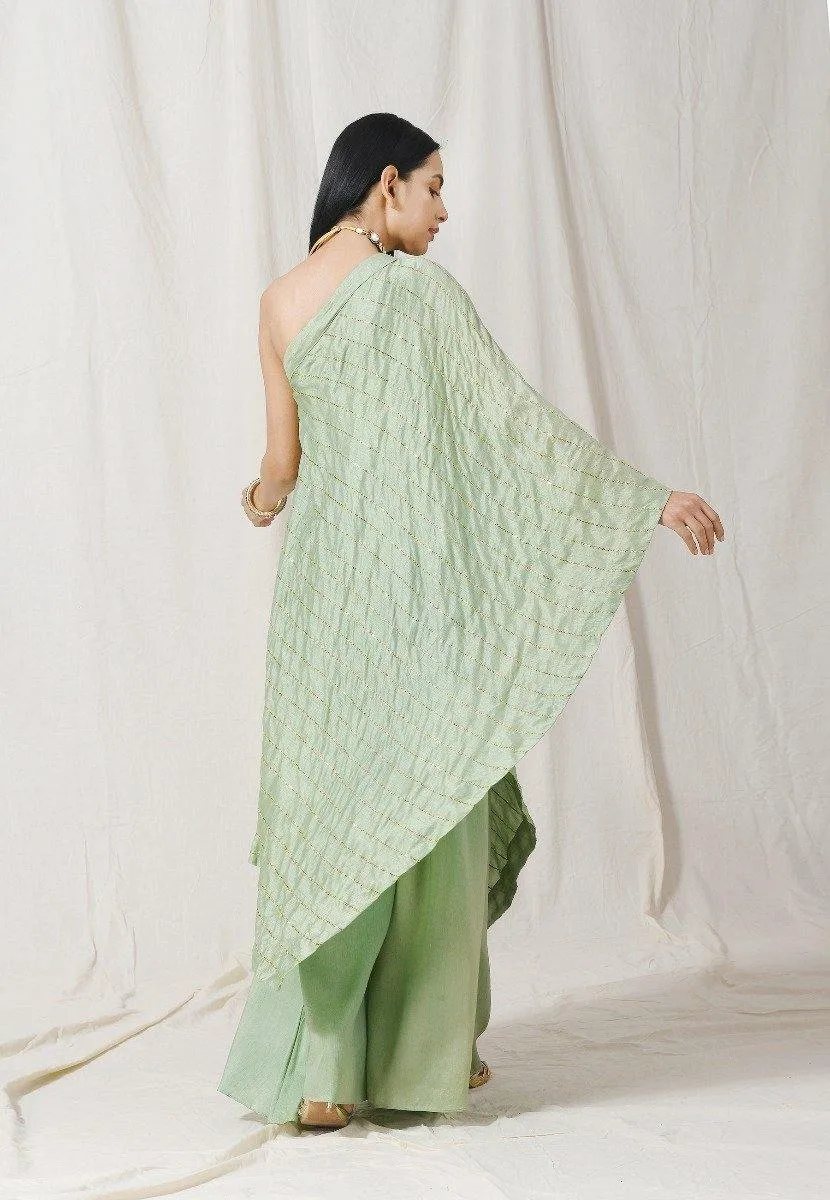 Sage Green One Shoulder Tunic/Palazzo Set of 2