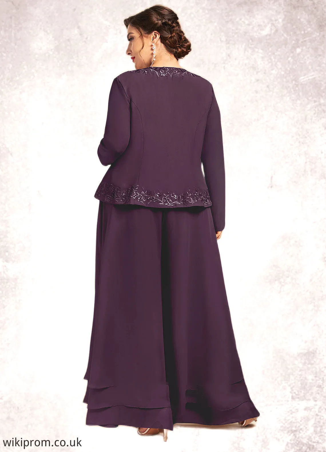 Savanna Jumpsuit/Pantsuit Square Neckline Ankle-Length Chiffon Lace Mother of the Bride Dress With Sequins SWK126P0014676