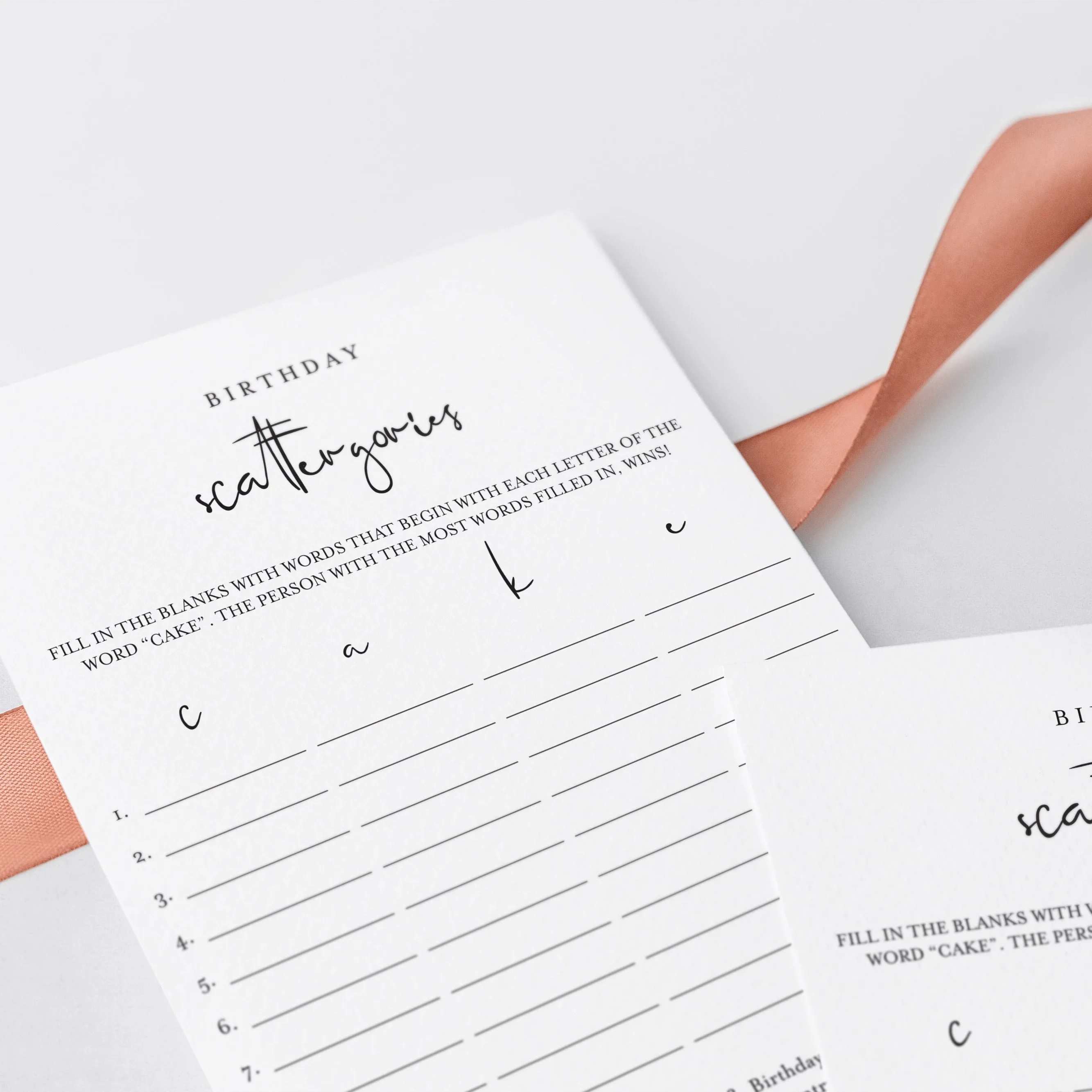 Scattergories Birthday Game Printable