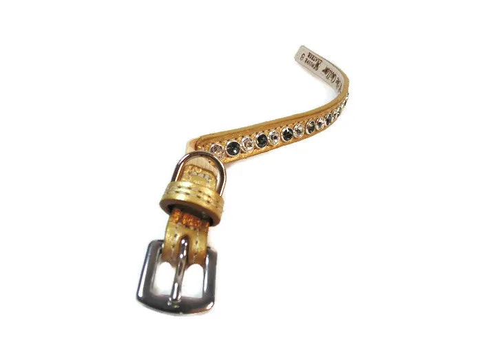 Shanti Leather Cat Collar with Alternating Single Row Austrian Crystals Close Together