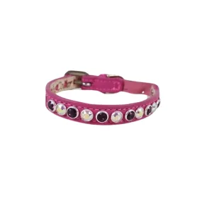 Shanti Leather Cat Collar with Alternating Single Row Austrian Crystals Close Together