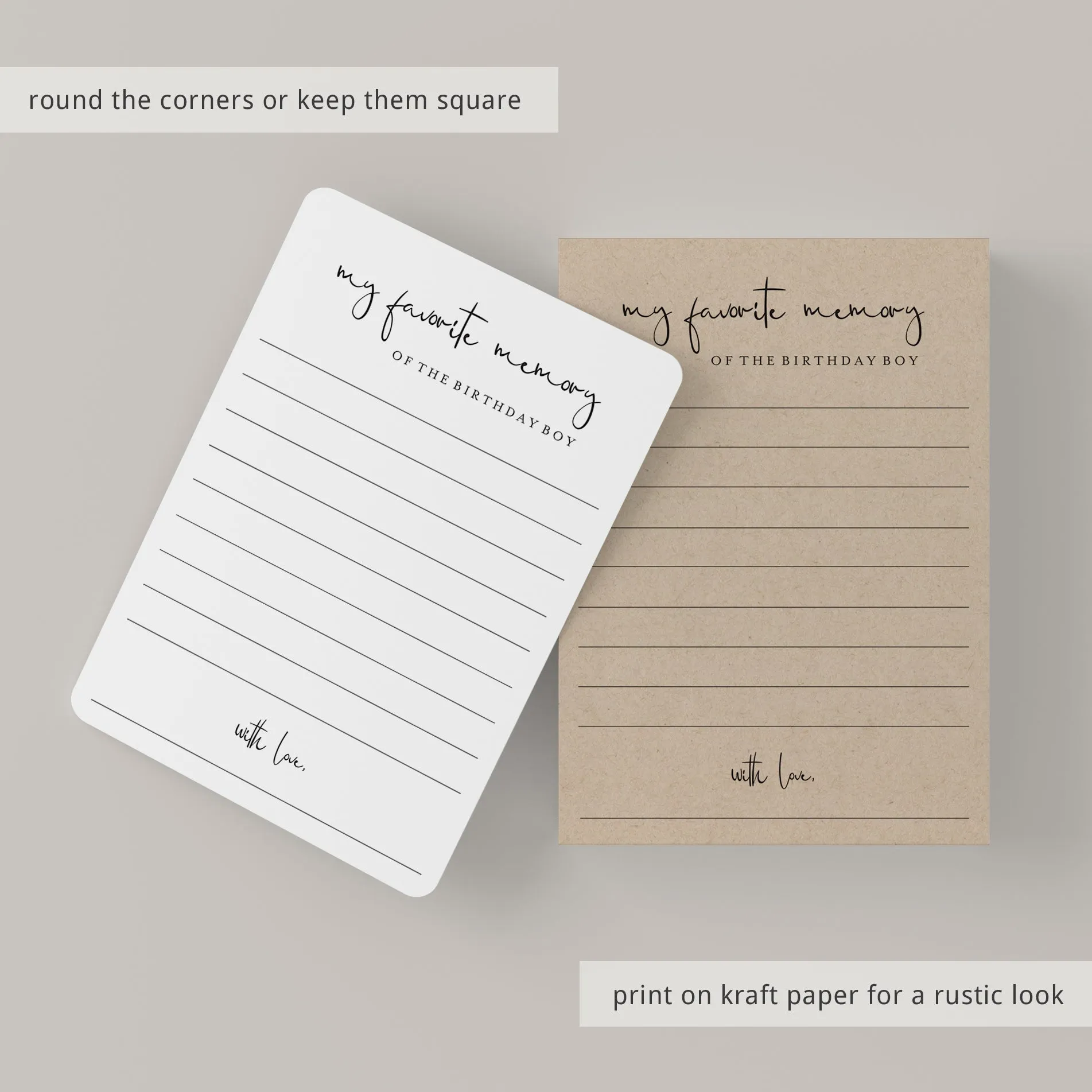 Share Your Favorite Memory Of The Birthday Boy Cards Printable