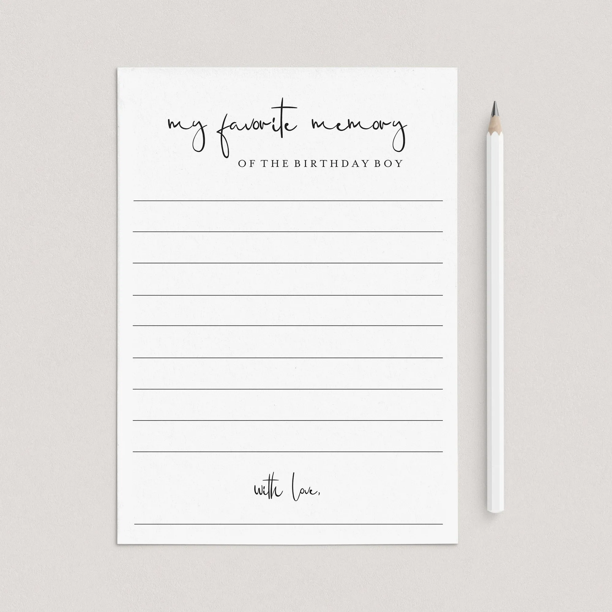 Share Your Favorite Memory Of The Birthday Boy Cards Printable