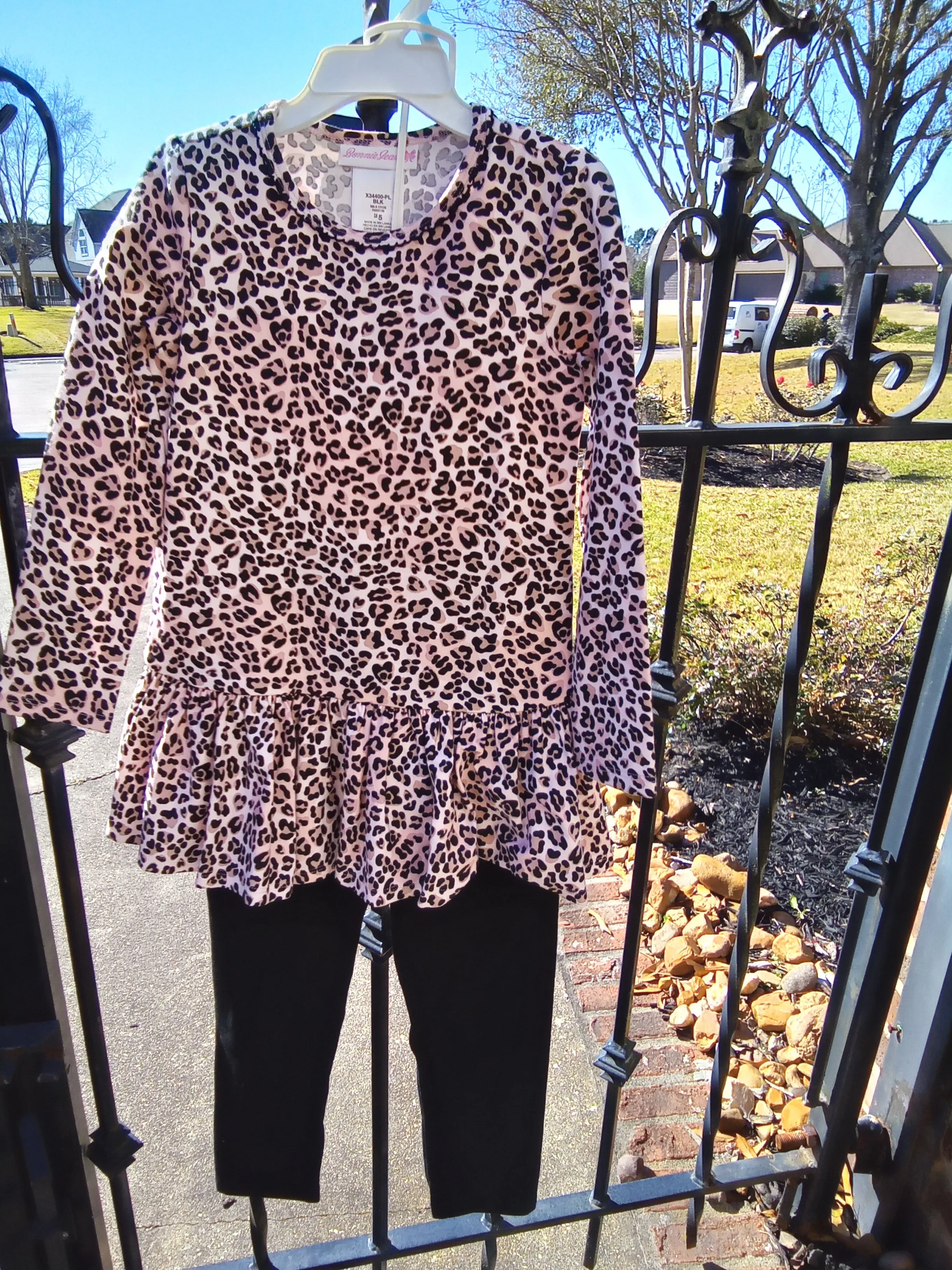 Sherpa Vest and Leopard Legging 3 pc set | Bonnie Jean X34400