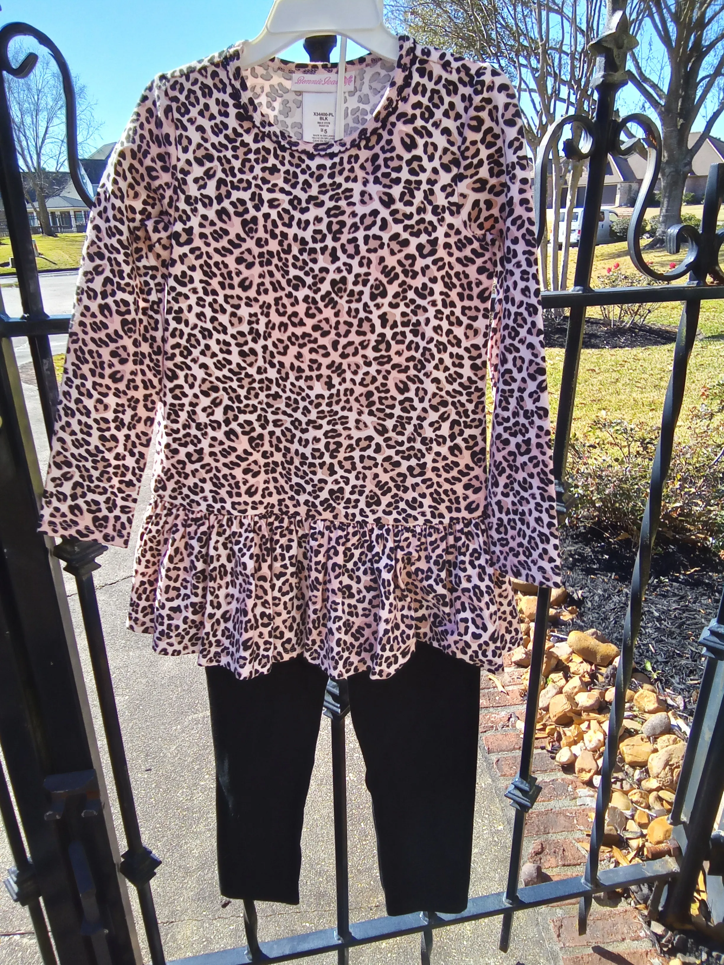 Sherpa Vest and Leopard Legging 3 pc set | Bonnie Jean X34400