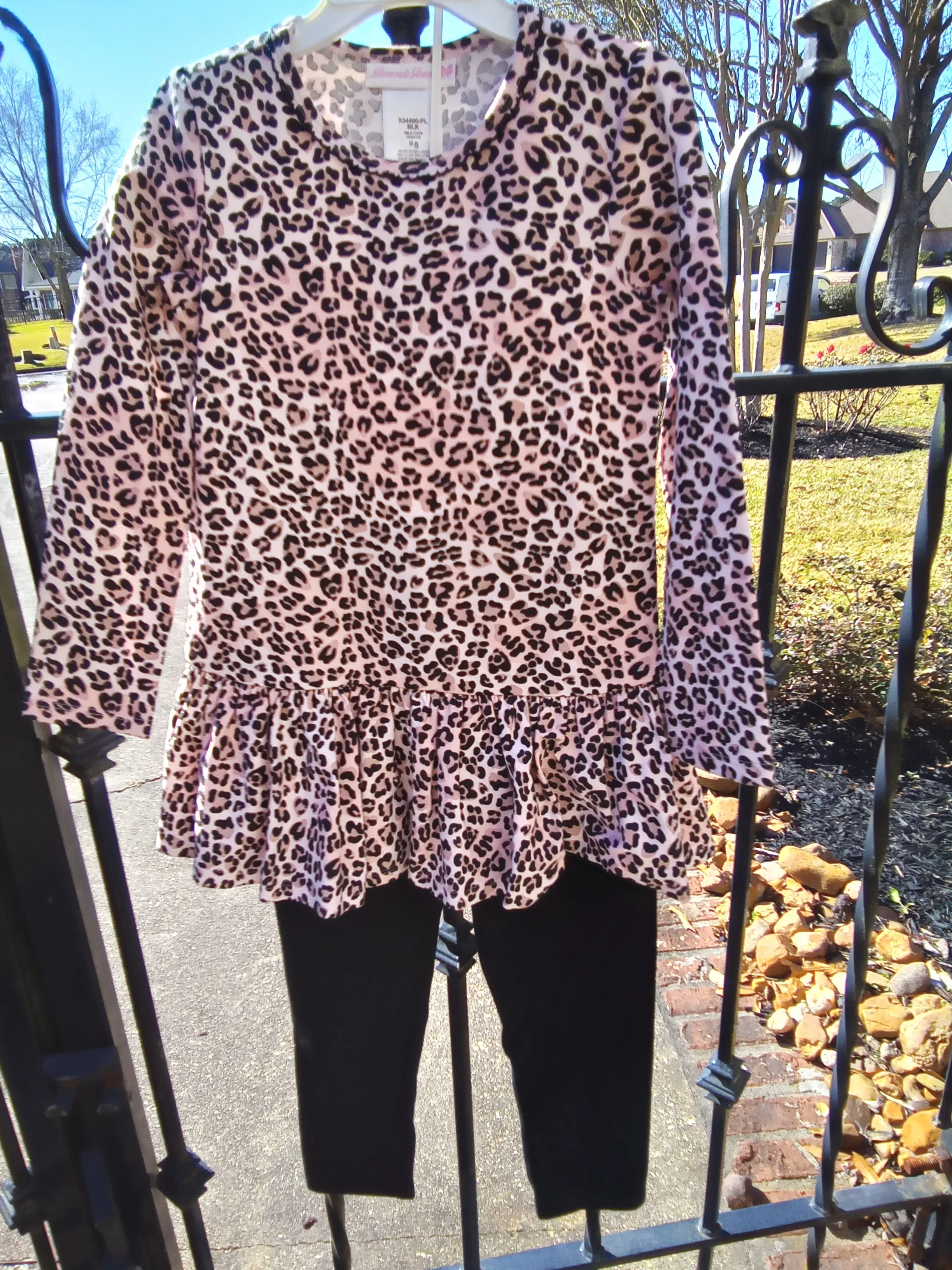 Sherpa Vest and Leopard Legging 3 pc set | Bonnie Jean X34400