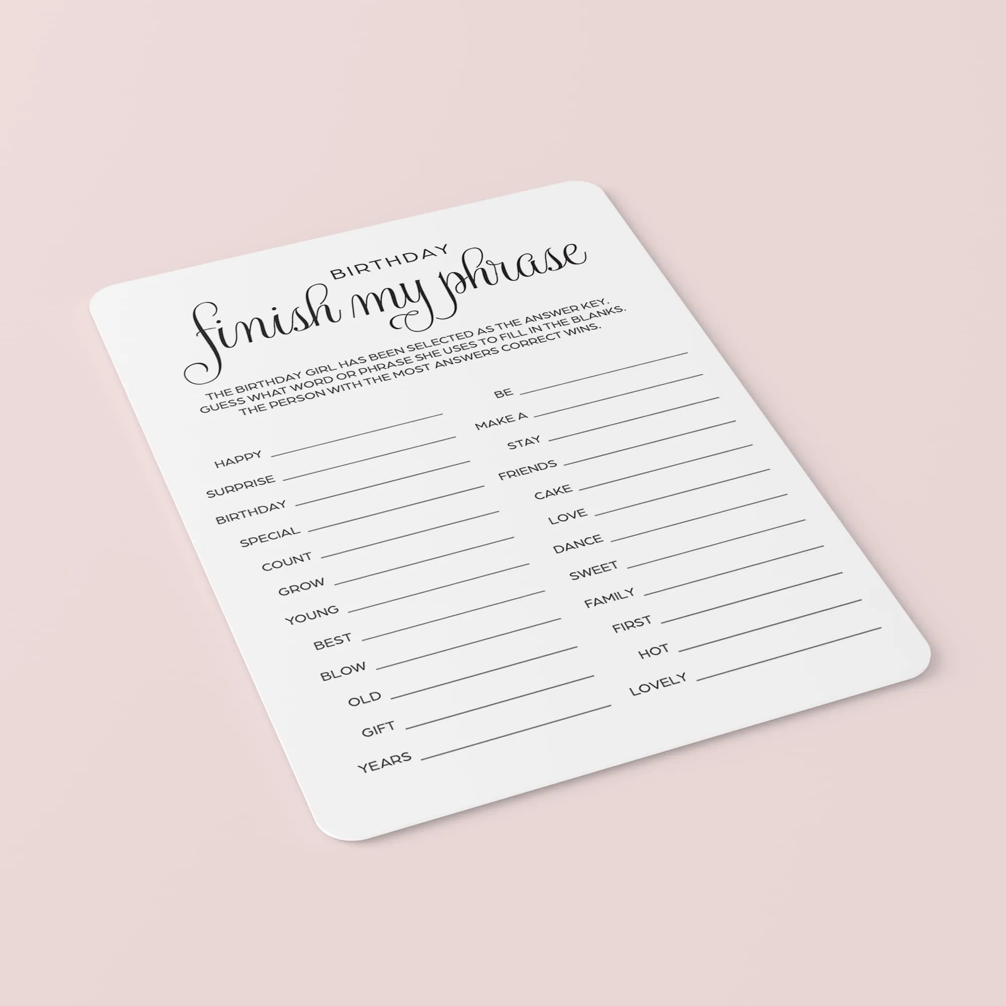 Simple Minimalist Birthday Games Bundle For Women Printable