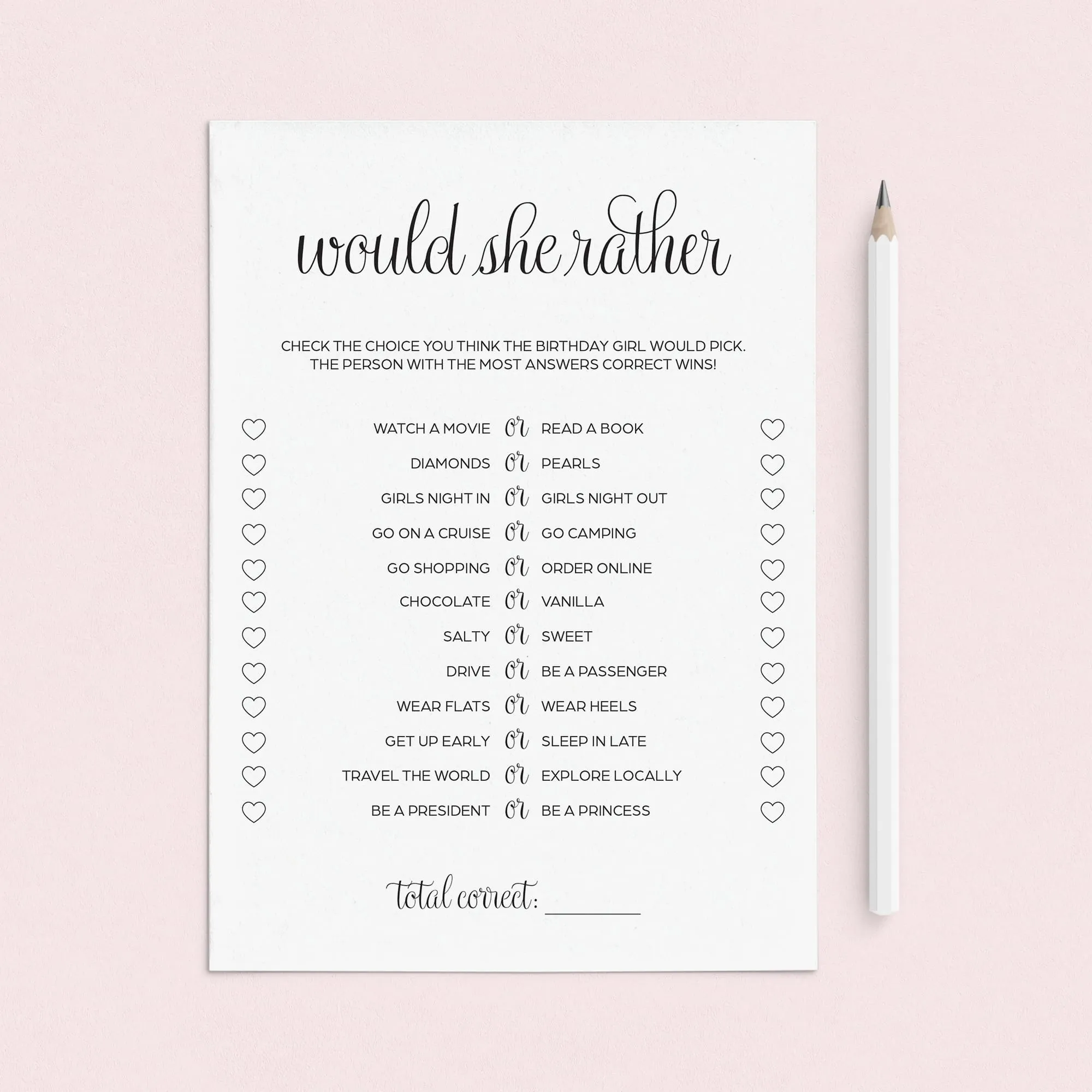Simple Minimalist Birthday Games Bundle For Women Printable